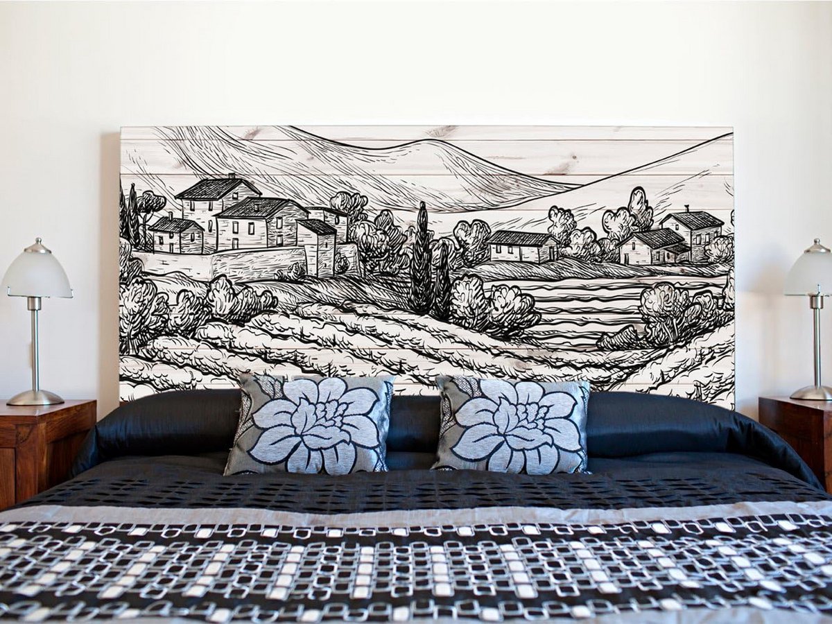 Hoofdbord voor Bed PVC - Digitale Bergprint - 150x60 cm - Waterdicht en Stevig