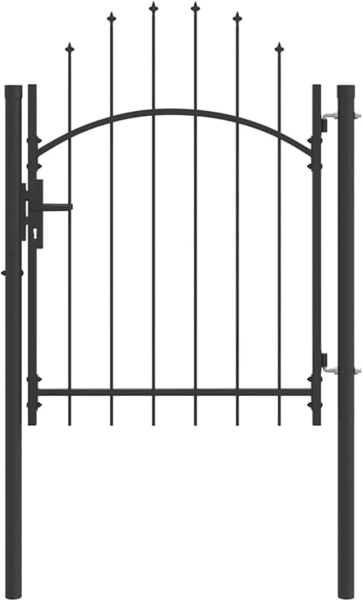 Stevige Stalen Tuinpoort 100x125 cm Grijs - Modern Hekwerk met Veilig Slot