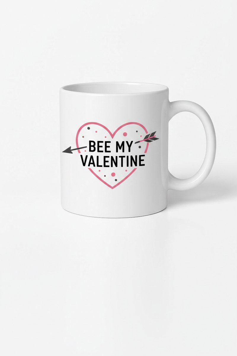 Valentijnsdag Mok 'Bee My Valentine' met Liefdeshart - Uniek Keramisch Cadeau