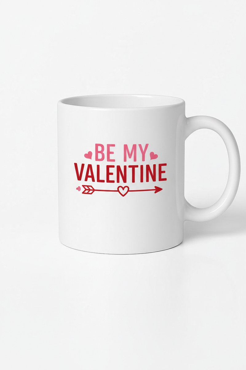 Be My Valentine Mok - Romantisch Valentijn Cadeau met Hartjes & Pijl