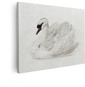 Tableau Toile Artaza Cygne à l'Aquarelle avec Nuances de Gris Douces sur un Fond Clair - 120x90 cm - Grand - Décoration Murale Salon - Tableaux - Décoration Murale