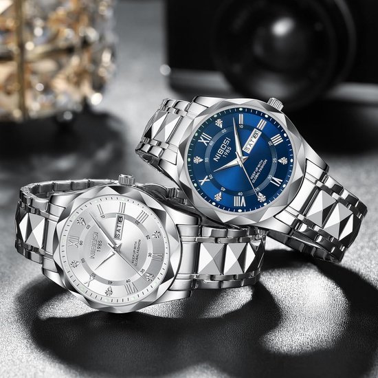 HANPOSH Heren Horloges Chronograaf Roestvrij Staal Analoge Quartz Horloge Waterdicht Mannen Horloges Business Casual Mode Horloge voor Mannen, 0163 - Zilver Goud Groen, armband