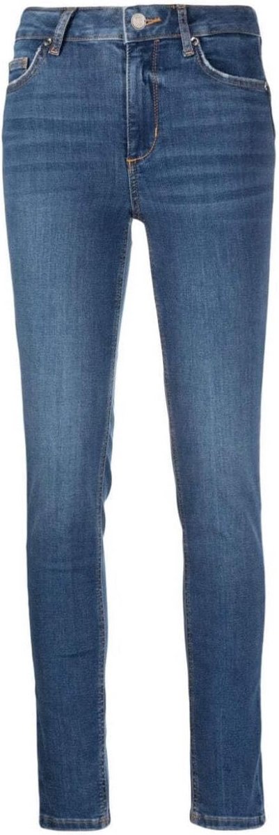 Dames Skinny Jeans Hoge Taille Katoen Denim Blauw