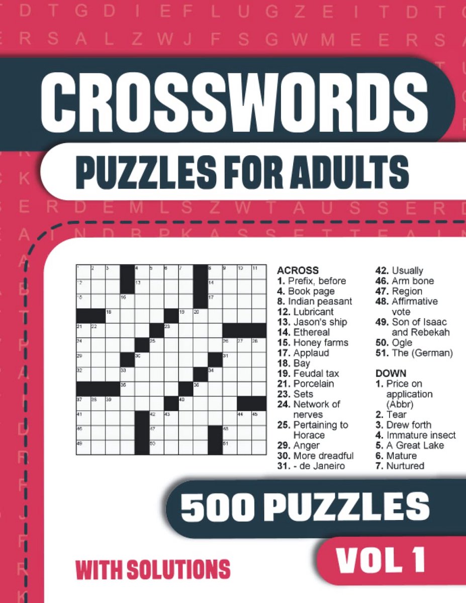 500 Kruiswoordpuzzels voor Volwassenen en Senioren Inclusief Oplossingen