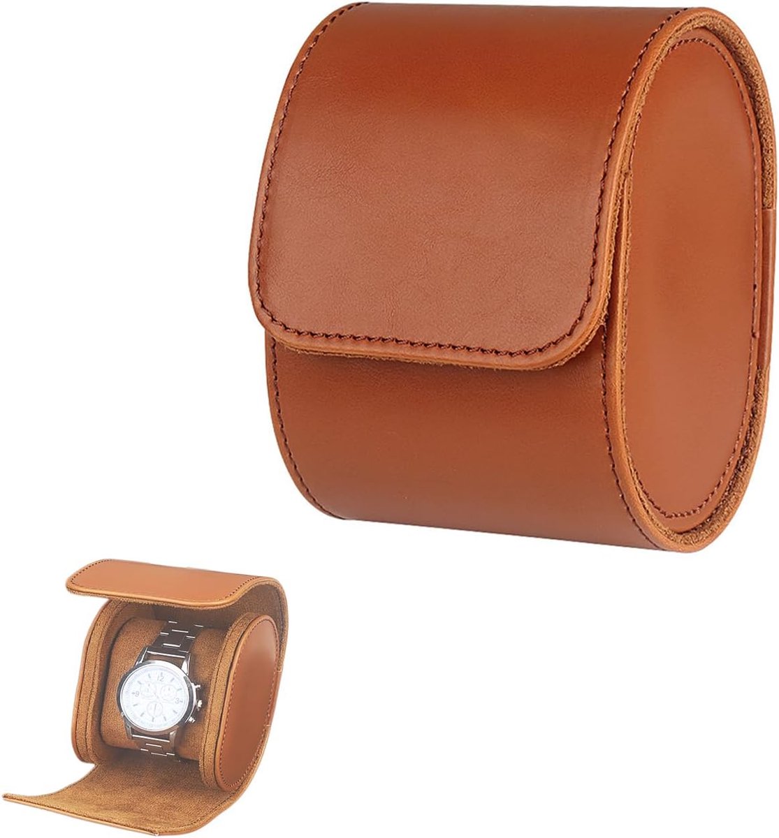Retro Watch Organiser - Leren Enkele Horlogedoos - Leren Horloge Houder Voor Reizen - Cadeau Voor Mannen En Vrouwen
