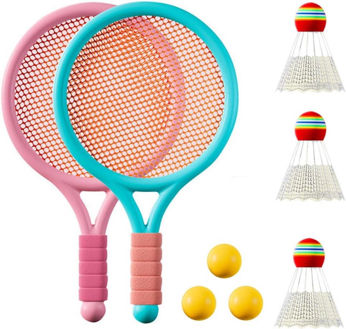 Beginners Badmintonset voor Kinderen - Inclusief 2 Rackets en 2 Trainingsballetjes