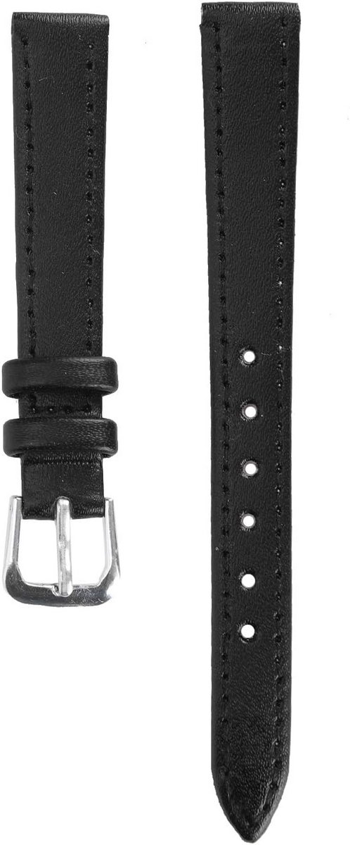 Leren Horlogeband Zwart Universele Vervanging Polsband met Gespsluiting