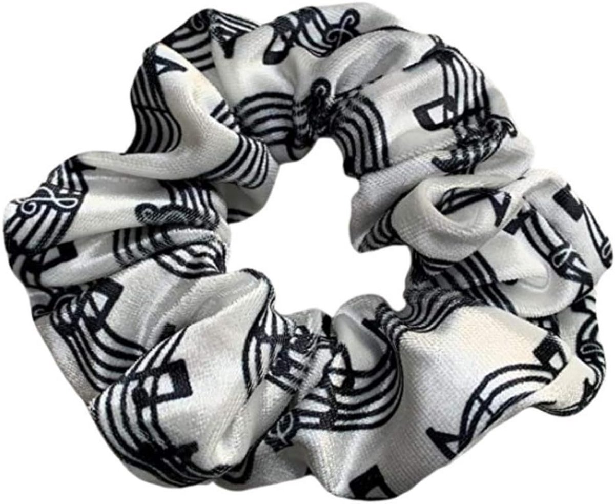 Premium Velvet Scrunchie met Muzieknoot - Stijlvol Haaraccessoire voor Muziekliefhebbers