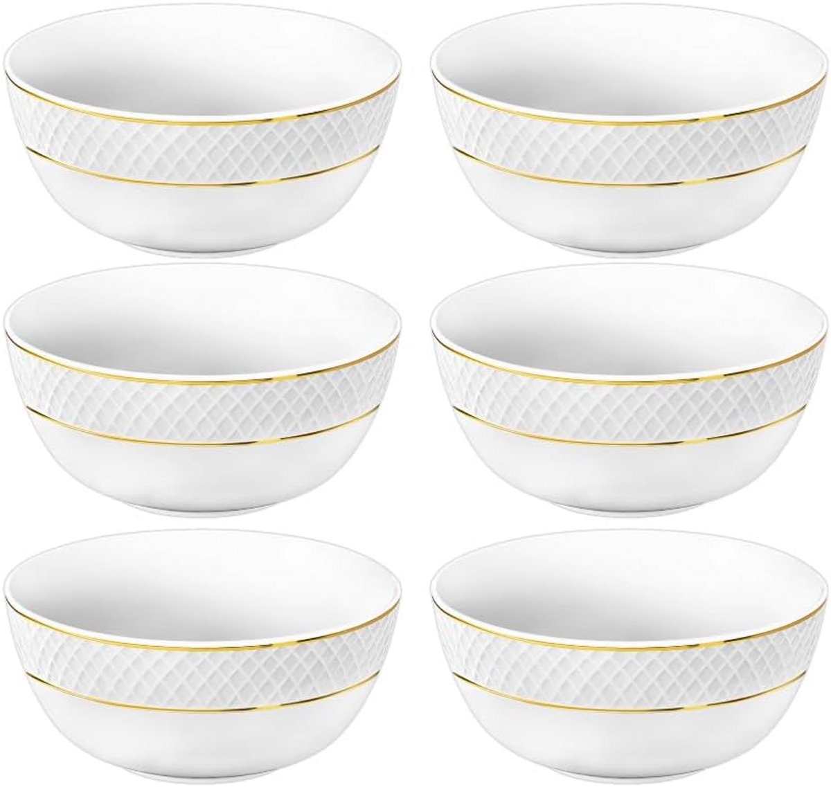 Set van 6 Porseleinen Saladekommen met Gouden Rand - 12 cm - Elegant Servies