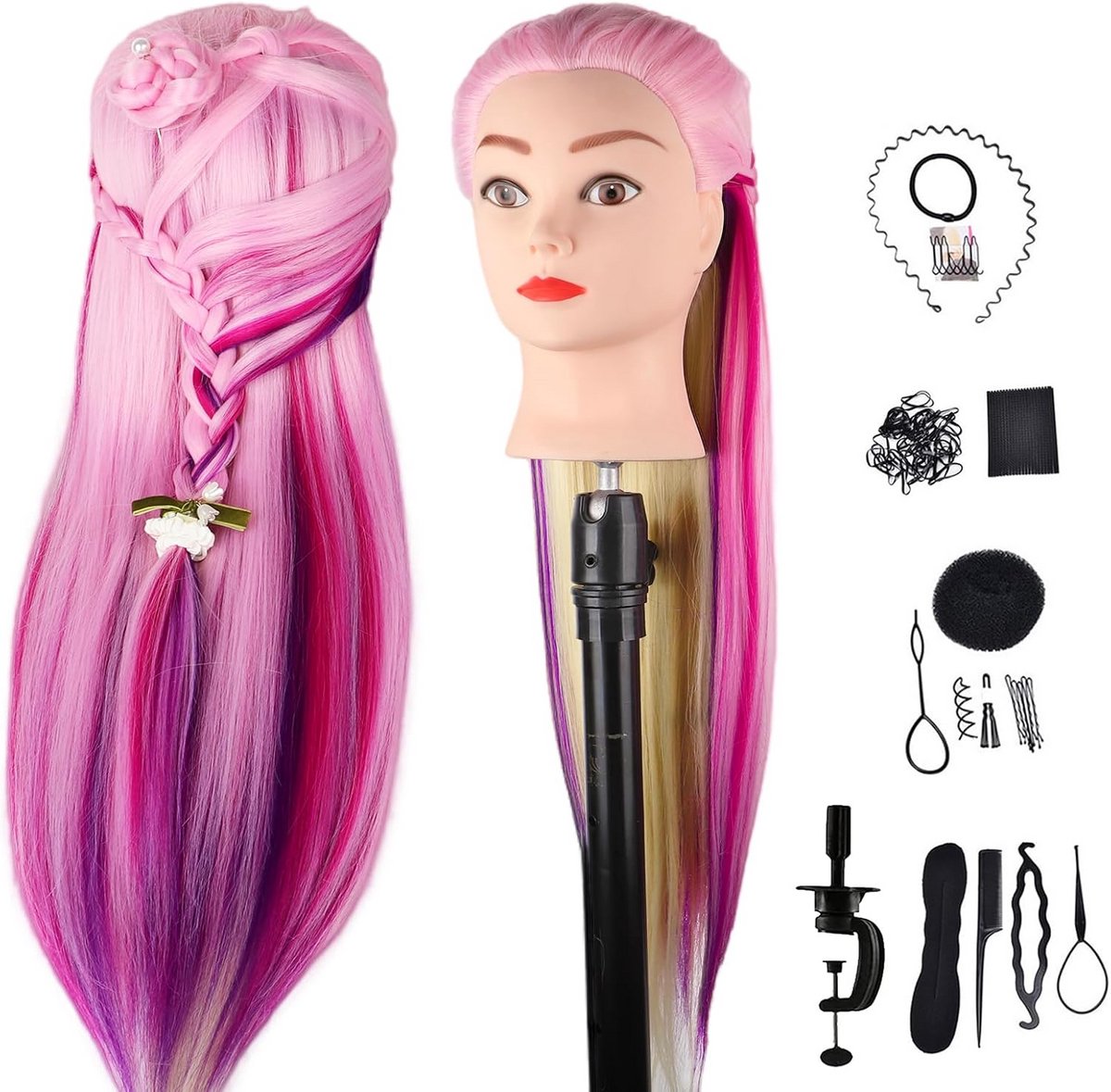 Trainingshoofd Kapper Mannequin Hoofd Synthetisch Haar voor Coiffure & Styling Oefenen