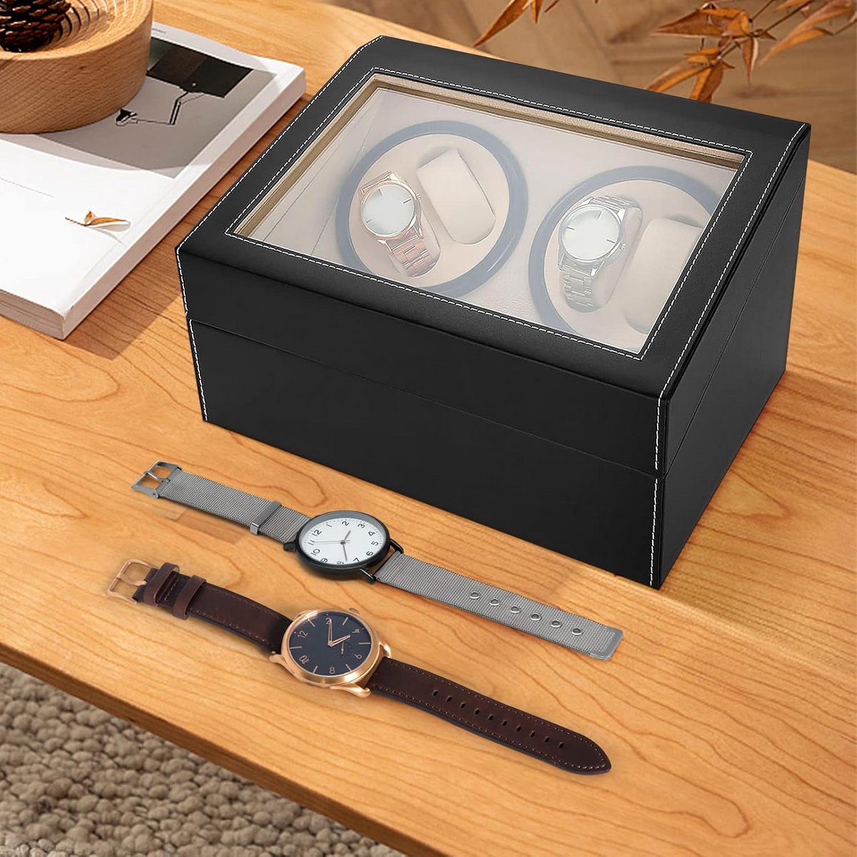 Luxe Horlogeopwinder voor 10 Horloges met Stille Motor en Opbergruimte