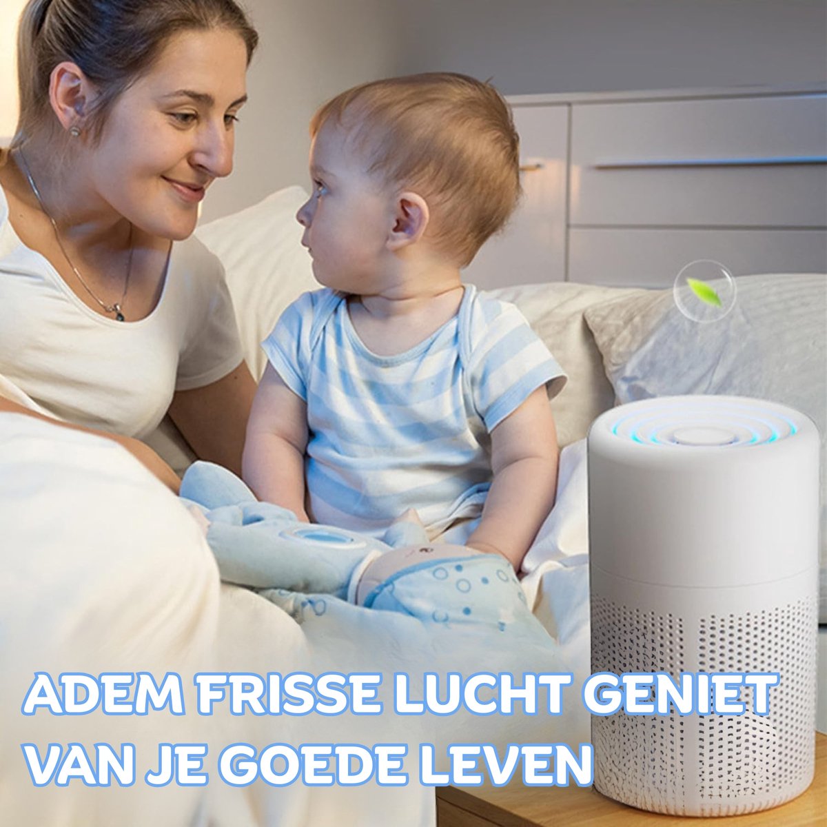 Luchtreiniger met HEPA Filter Ultra Stil – Draagbare Air Purifier 37 dB | Compact met Aromatherapie, Wit — afbeelding 3