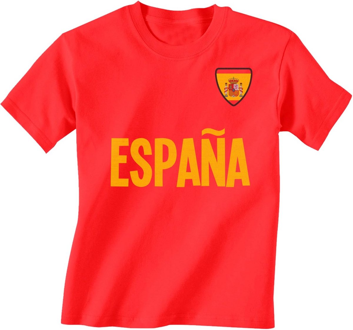 Spanje Voetbal T-Shirt voor Heren, Dames en Kinderen - Landshirt met Badge