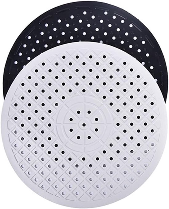 Tapis d'évacuation de cuisine - protège la vaisselle - protège l'évacuation contre les dommages - tapis d'évacuation en caoutchouc souple - revêtement d'évacuation - tapis d'évacuation antidérapant - égouttoir de cuisine - rond - noir et blanc