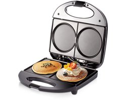 Dubbele Mini-Pannenkoekenmaker - Arepa-maker en Elektrische Pannenkoekenbakplaat - Veelzijdige Bakplaat voor Pannenkoeken Koekjes Eieren Arepas en Ontbijtsandwiches - Ideaal voor Snel Ontbijt Thuis of op Kantoor