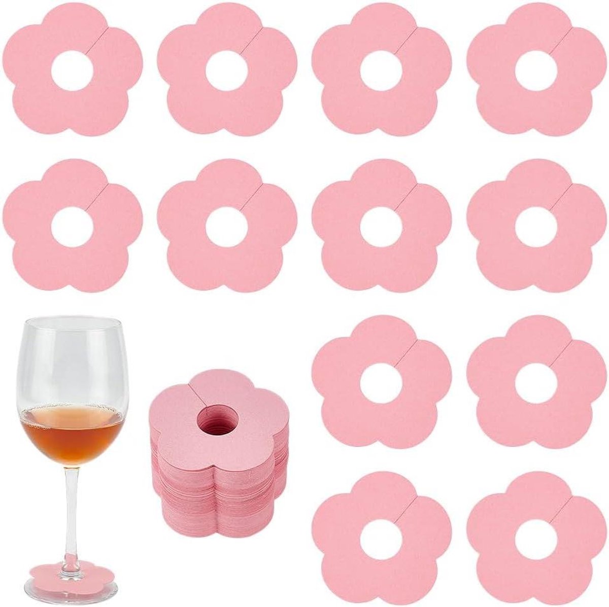 Dranknaamlabels voor wijnglazen - Roze