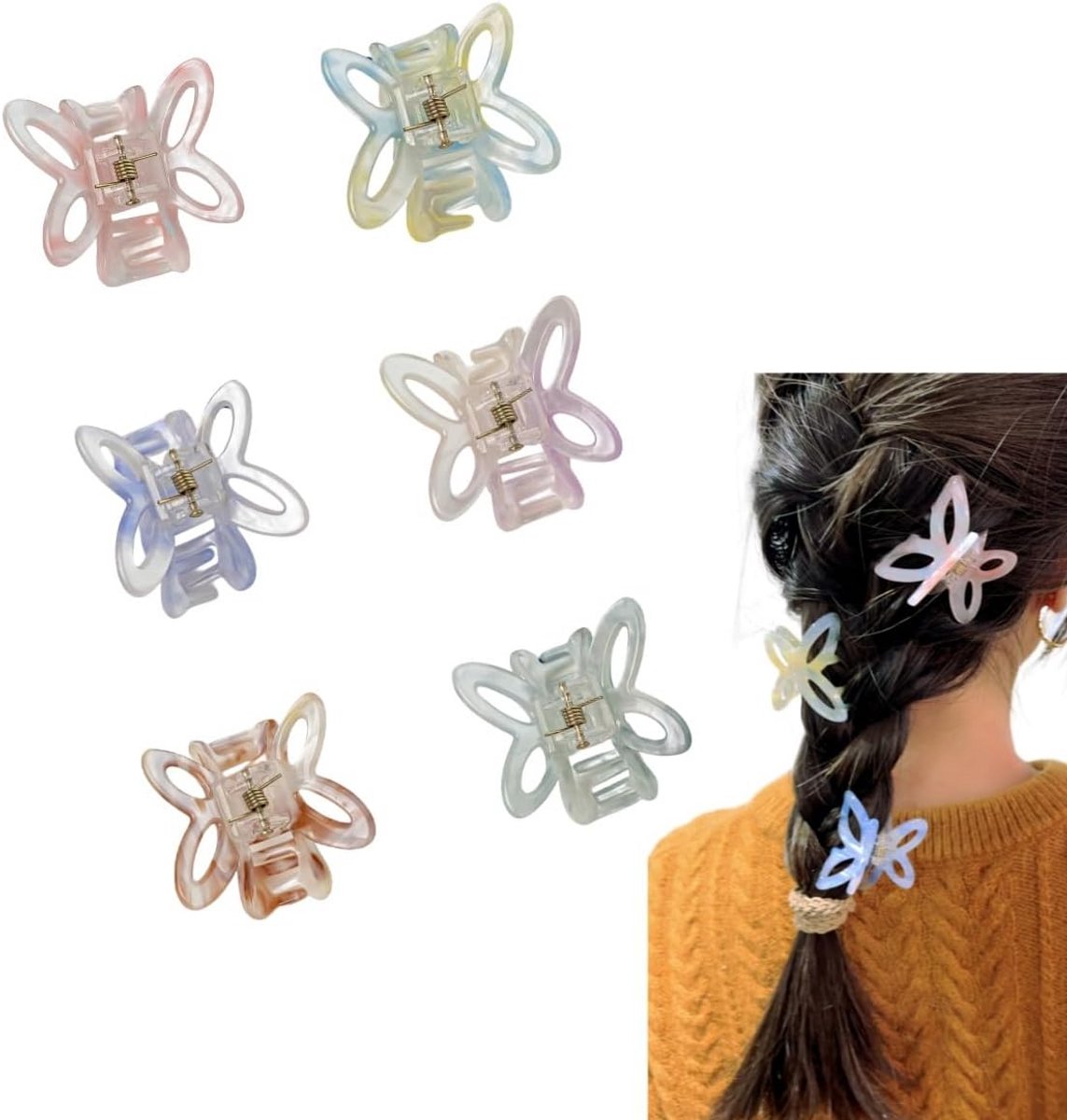 6x Kleine Antislip Haarclips in Vlinder-design voor Dun Haar - Schattige Haaraccessoires