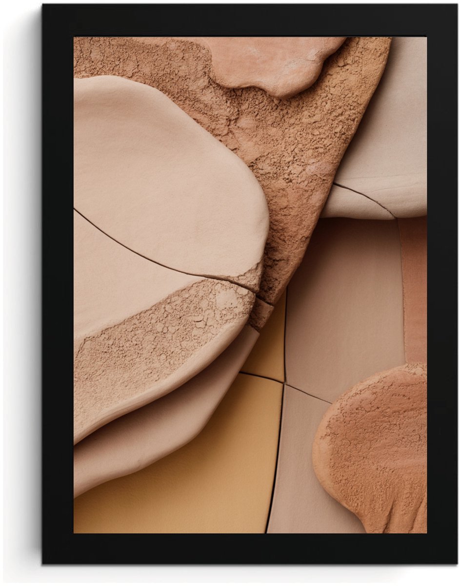 Abstract Aardetinten Wall Art fotolijst, A4 Print met MDF Frame, Hoge Resolutie Kunst, Modern Wall Art, Minimalistische Decoratie
