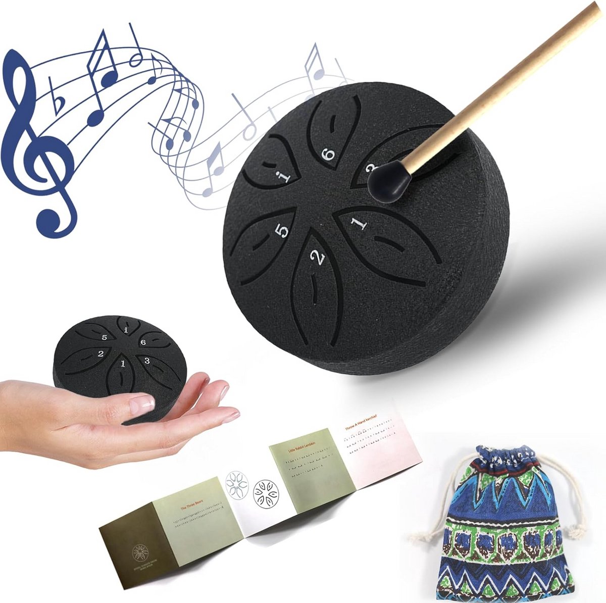 Mini Stalen Tongtrommel 6 Tonen - Draagbaar Slagwerkinstrument voor Meditatie en Yoga