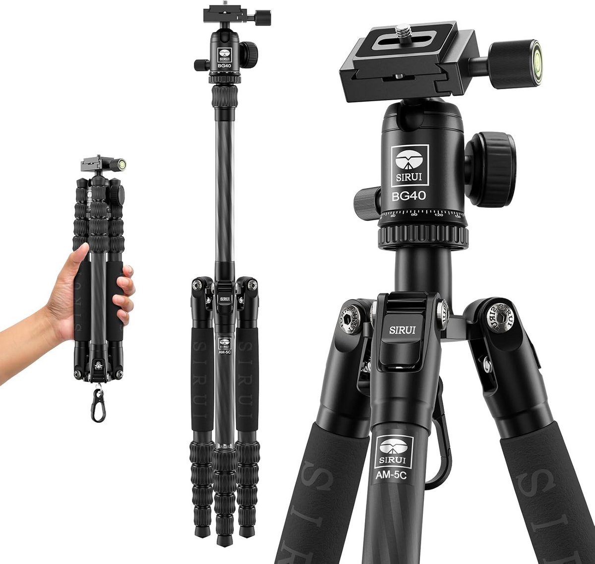 Lichtgewicht Carbon Fiber Reistripod 139 cm - Compact Statief voor DSLR en Systeemcamera's