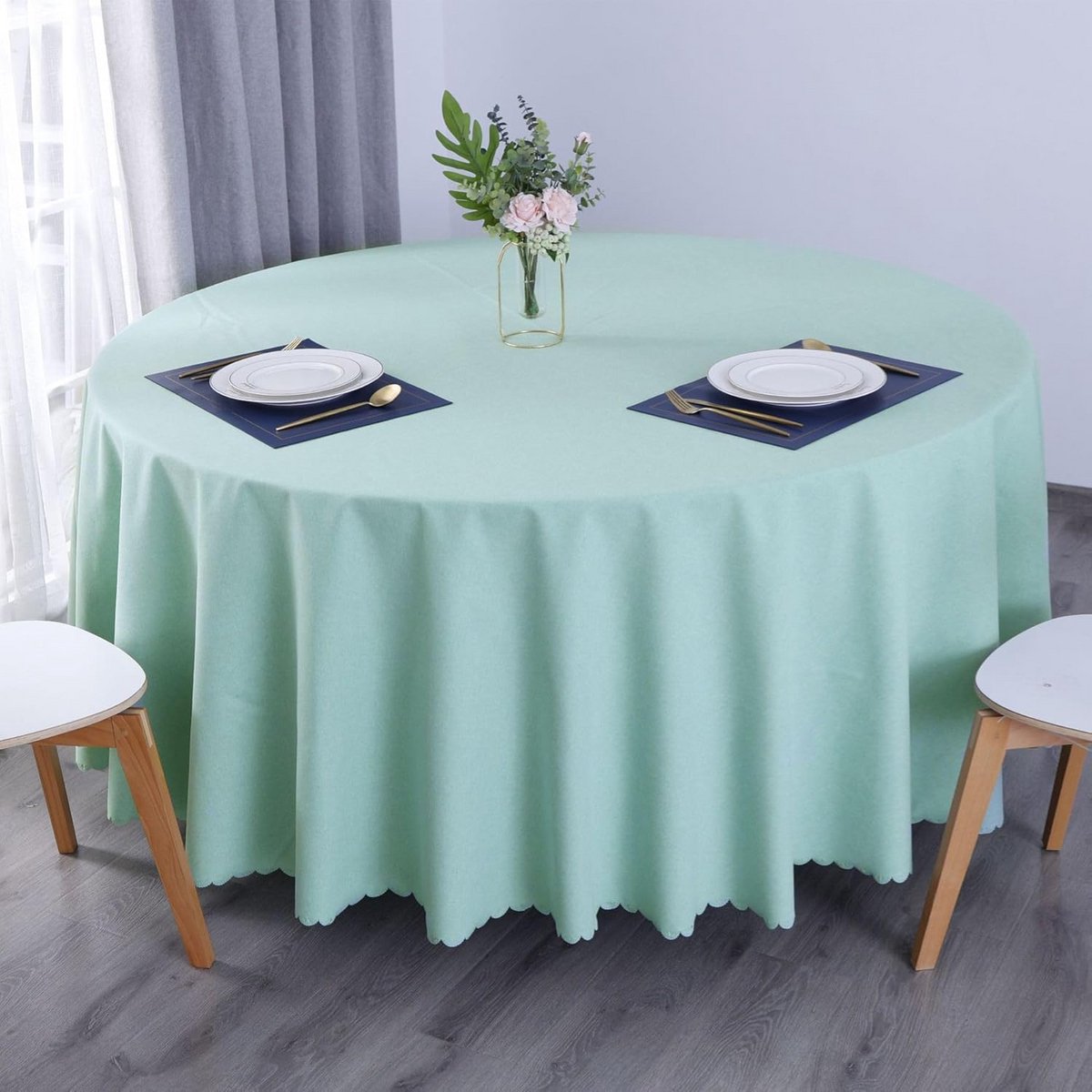 Ronde Tafelkleed Groen Ø 110 cm – Vuilafstotend en Afwasbaar voor Keuken en Eetkamer