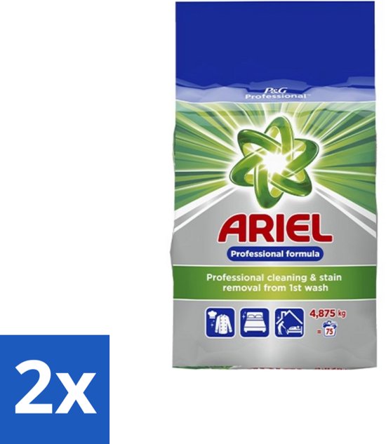 2 x Ariel – Waspoeder Professional – Original – 4,8 kg – 75 wasbeurten - Ariel Professional Waspoeder - 4.8 Kg Waspoeder - Professioneel Wasmiddel - Actilift Waspoeder - Waspoeder Voor Wit En Gekleurd Textiel