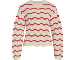 Vila Pull Viwave O-neck Ls Pointelle Knit Top 14112812 Birch/hibiscus Femme Taille - XS