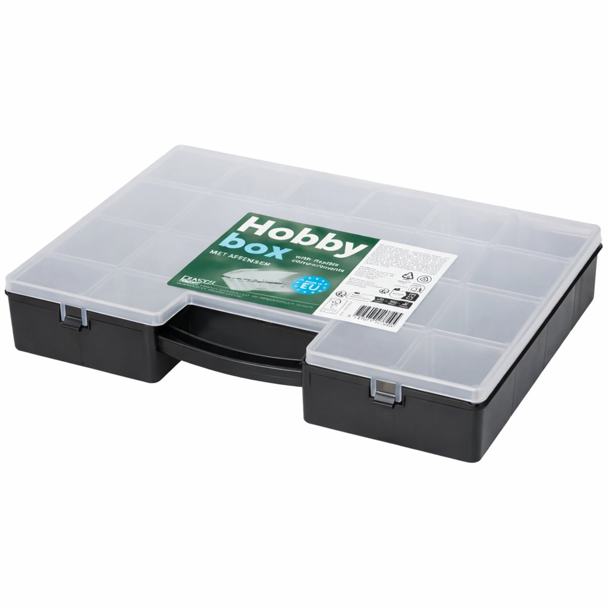 fischertechnik Box 1000 30383 - caja de almacenamiento con tapa, organizador, caja clasificadora para piezas de construcción y componentes individuales