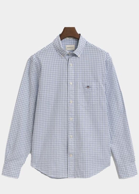 Gant Casual hemd lange mouw Blauw Reg Classic Poplin Micro Chec 3250214/427