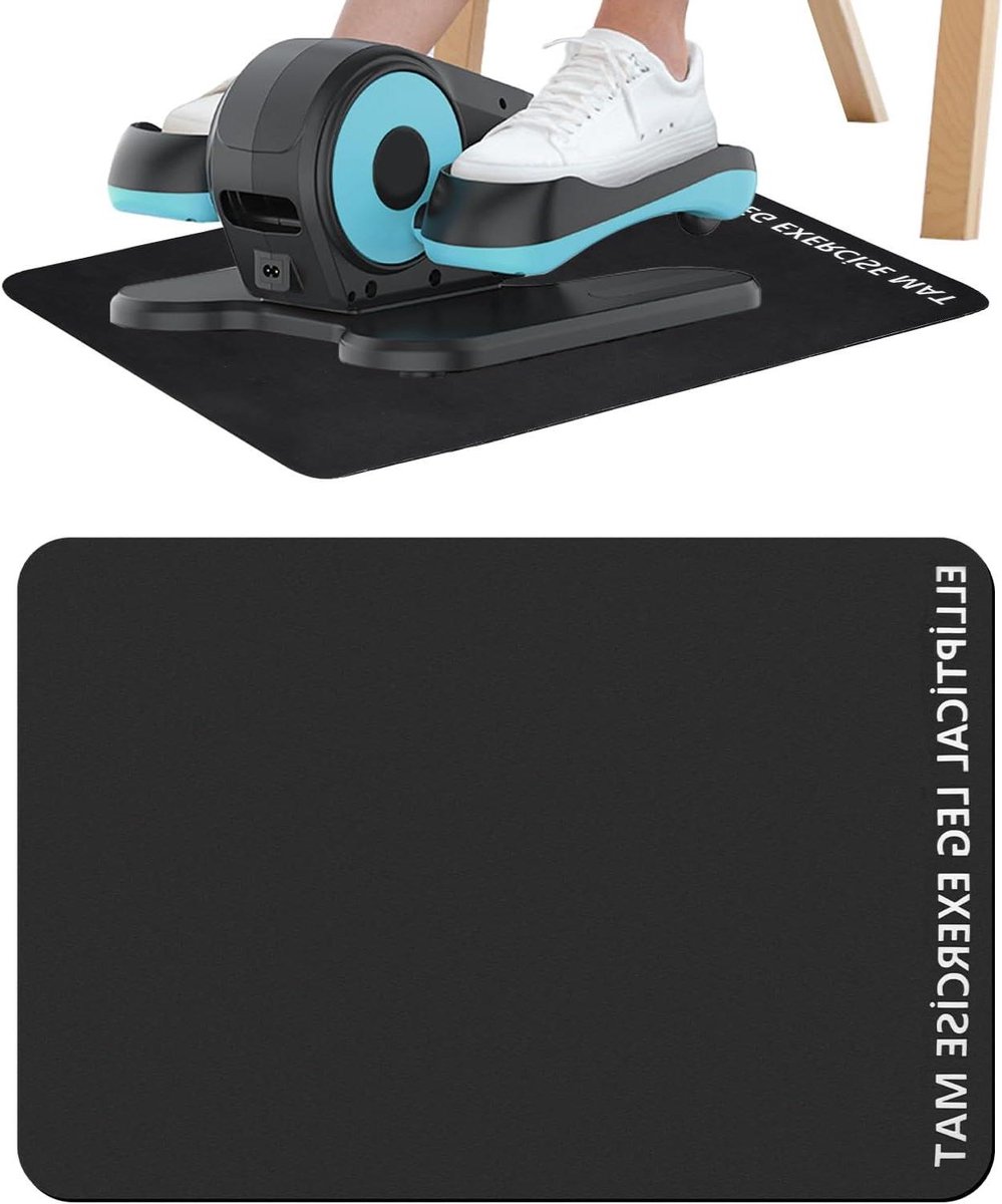 Elliptische mat voor onder bureau - set van 2 - Mini yogamat voor kantoor - Oefenmat voor voetpedaal - Stabiliteit en vloerbescherming - Zwart