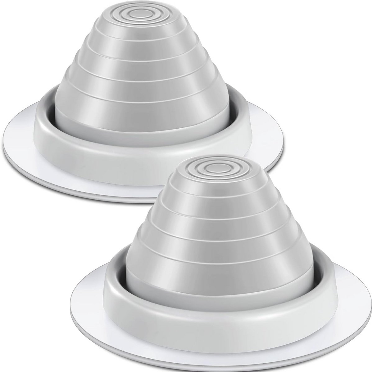 2x Flexibele Dakdoorvoer Sokkel voor Pijpen OD 1/4" t/m 5" - EPDM Waterdichte Dakdoorvoer voor Ventilatie en Schoorsteen (Grijs)