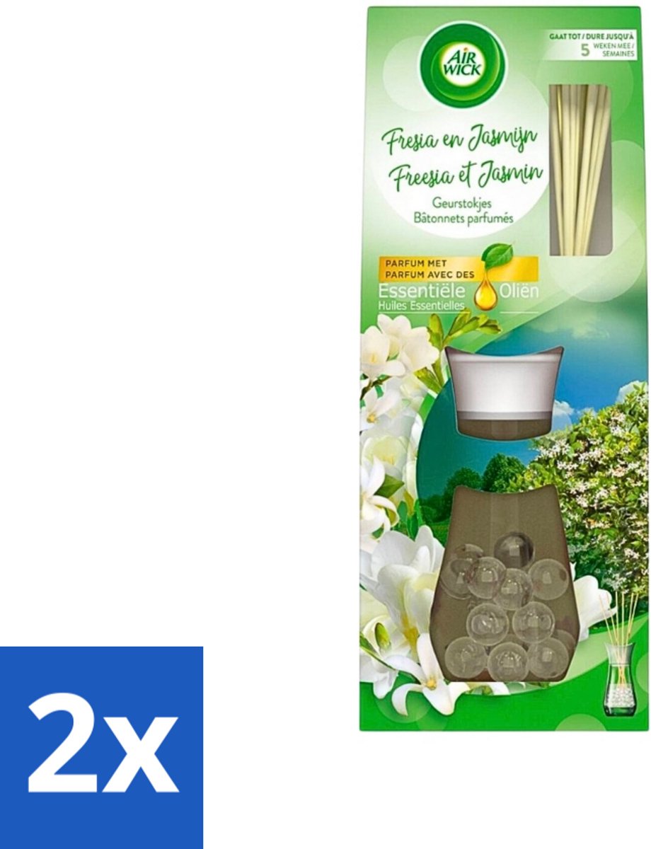 2 x Air Wick Essential Oils - Geurstokjes - Freesia & Jasmijn - 30ml - Geurstokjes - Air W