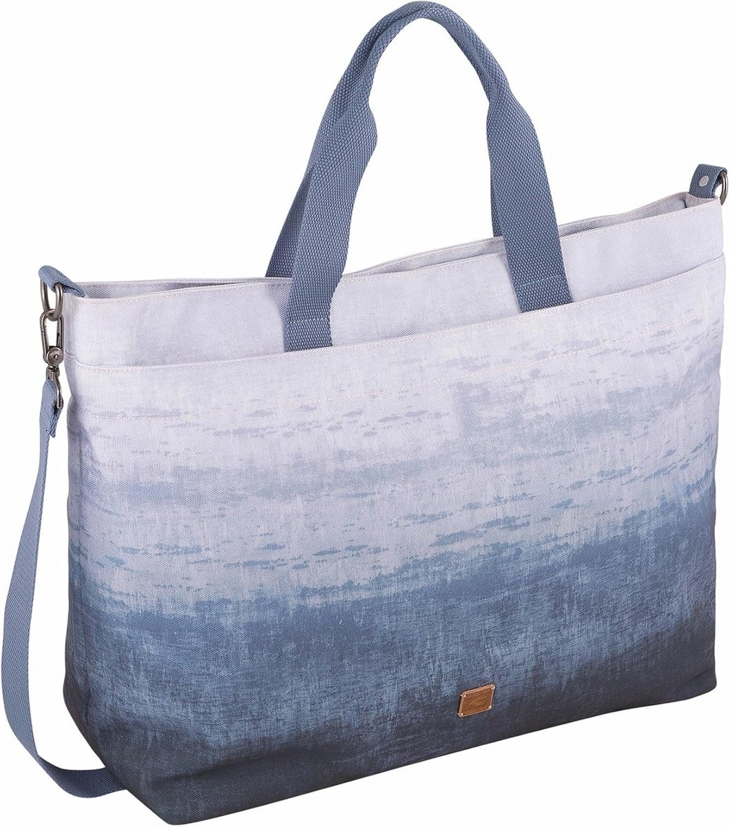 Grote Dames Shopper Tas met Ritssluiting en Verstelbare Schouderband, Navy Blauw