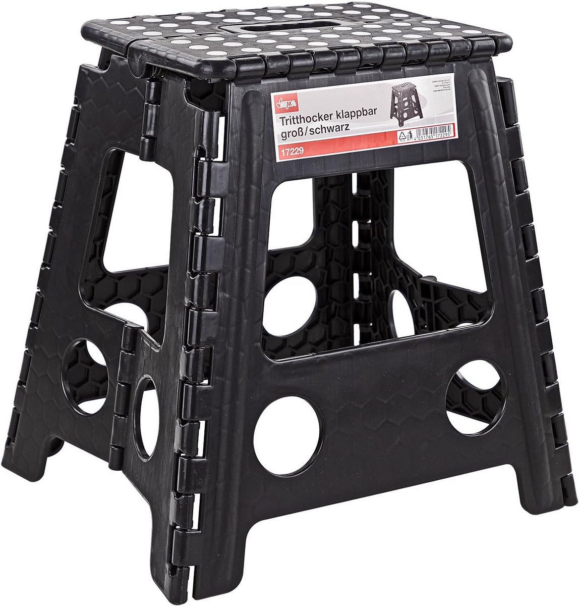Inklapbare Opstapkruk Zwart - Hoogte 39 cm - Robuust Kunststof - Max. 120 kg