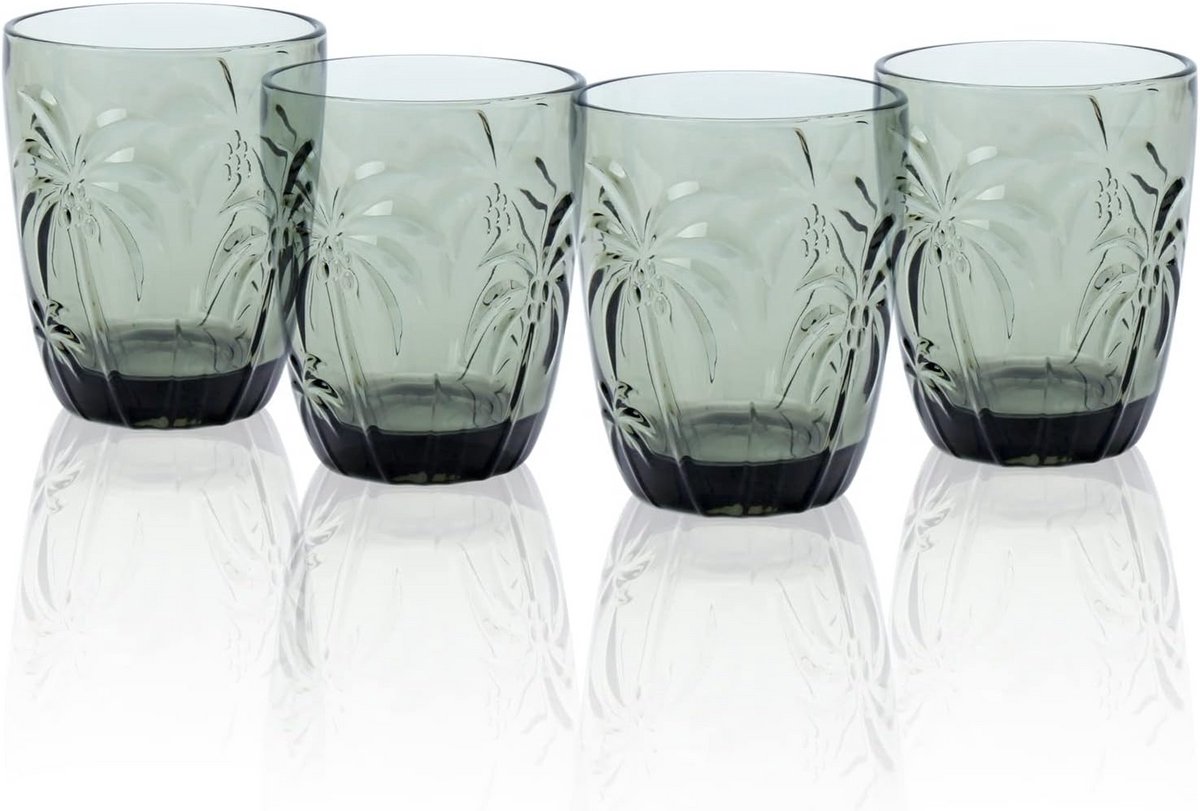 Set van 4 Gekleurde Drinkglazen voor Water en Sap - Tropische Tumblers