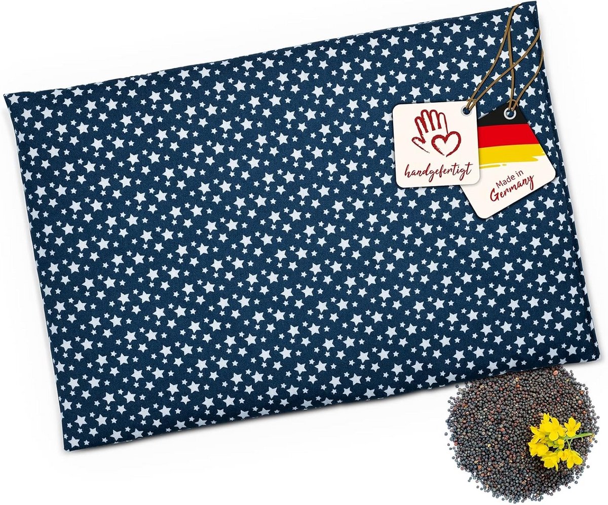 Korrelkussen Magnetron Oven - Warmtekussen Ster - Pijnverlichting Zonder Medicijnen - Handgemaakt Koolzaadvulling - 30 x 20 cm - Marineblauw
