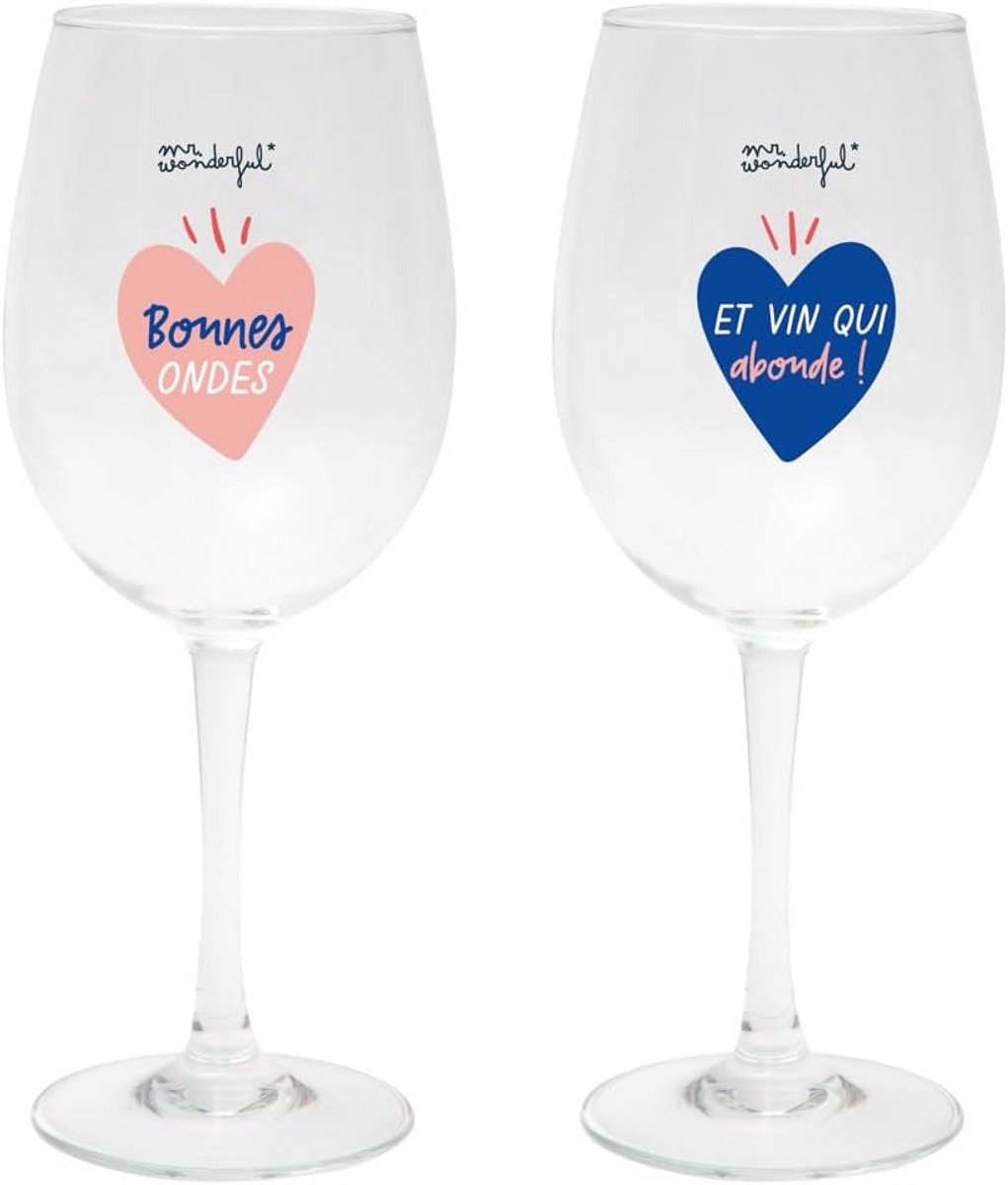 Set van 2 Wijnfluiten met Liefdevolle Boodschap - 475 ml Capaciteit