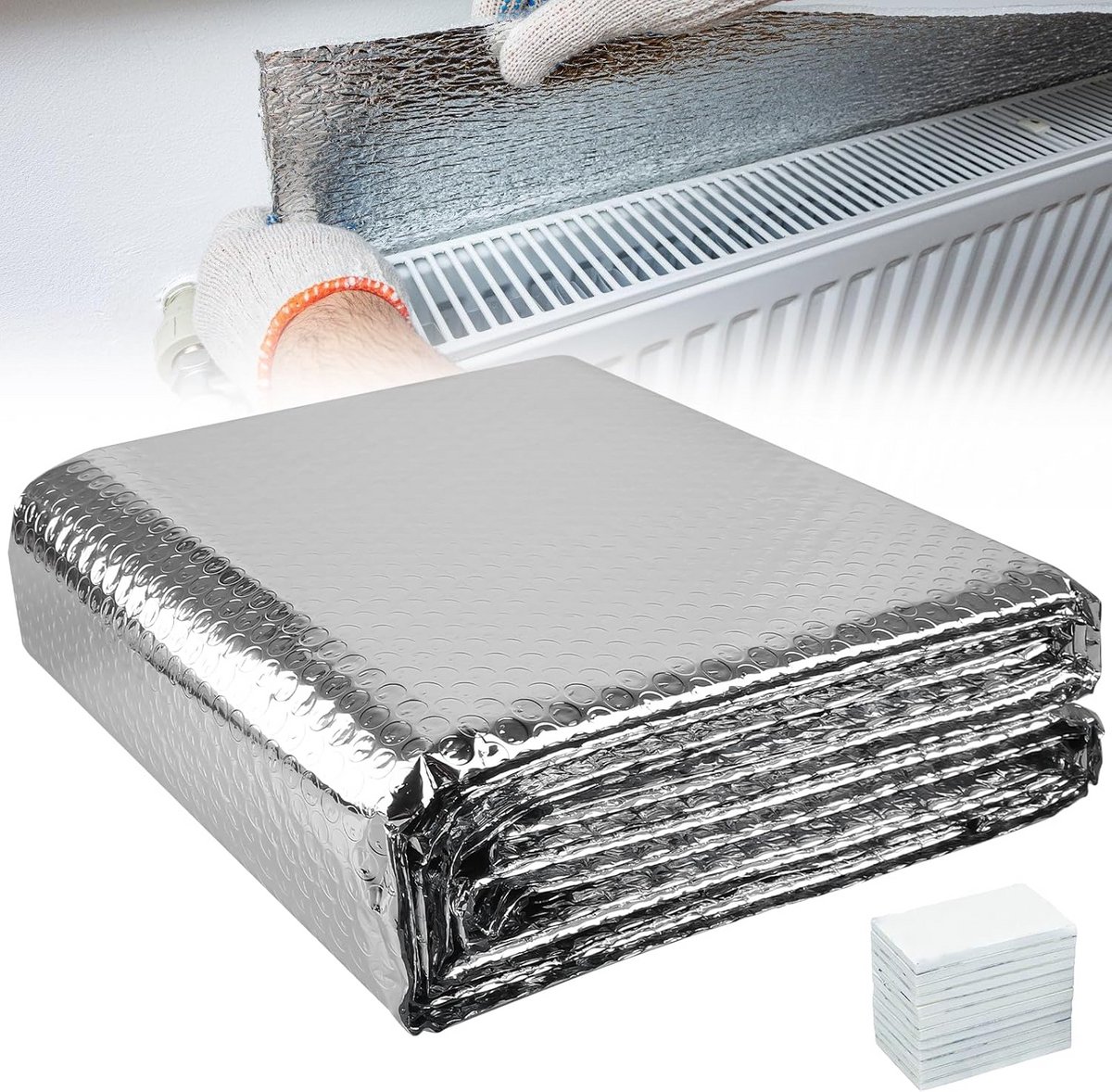 Isolatiefolie voor Radiator 5m - Dubbele Aluminium Warmtefolie voor Vloer, Dak en Plafondisolatie