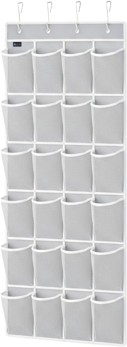 Schoenenkast Hangend - Schoenenzak 24 vakken - Opbergen van Schoenen aan Deur - Schoenenzak Grijs - Oplossing voor rondslingerende schoenen - Hoogwaardige Schoenenkast