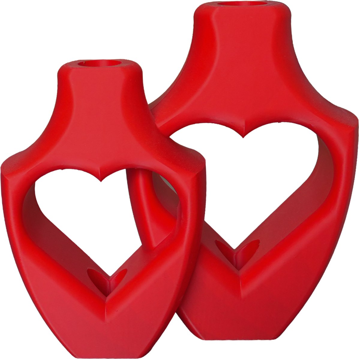 Lovora Alira Duo moderne vaas set – Decoratieve vaas - Zijde Rood - 3d geprinte vazen – geschikt voor droogbloemen - 20CM
