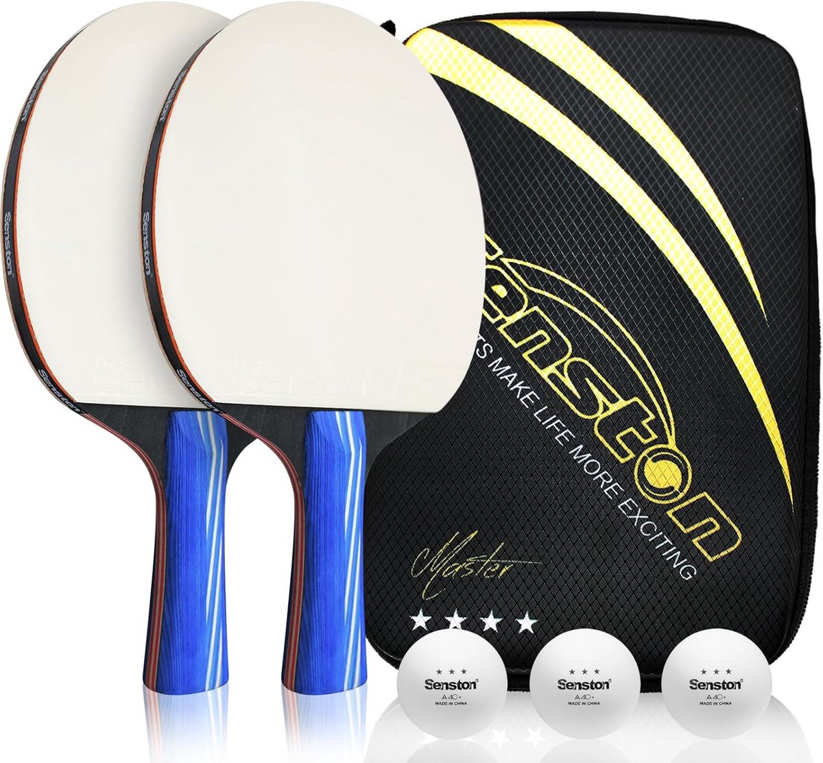 Tafeltennisset (2 Paddles en Ballen) - Professionele Pingpong Rackets met Hoes voor Binnen en Buiten