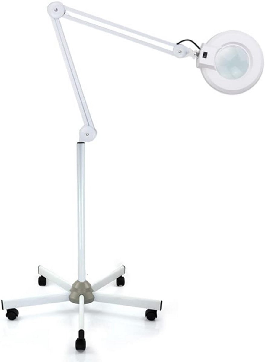 Vergrootglas Lamp op Standaard met Wielen - 5 Dioptrie 5x Vergroting voor Schoonheid & Hobby