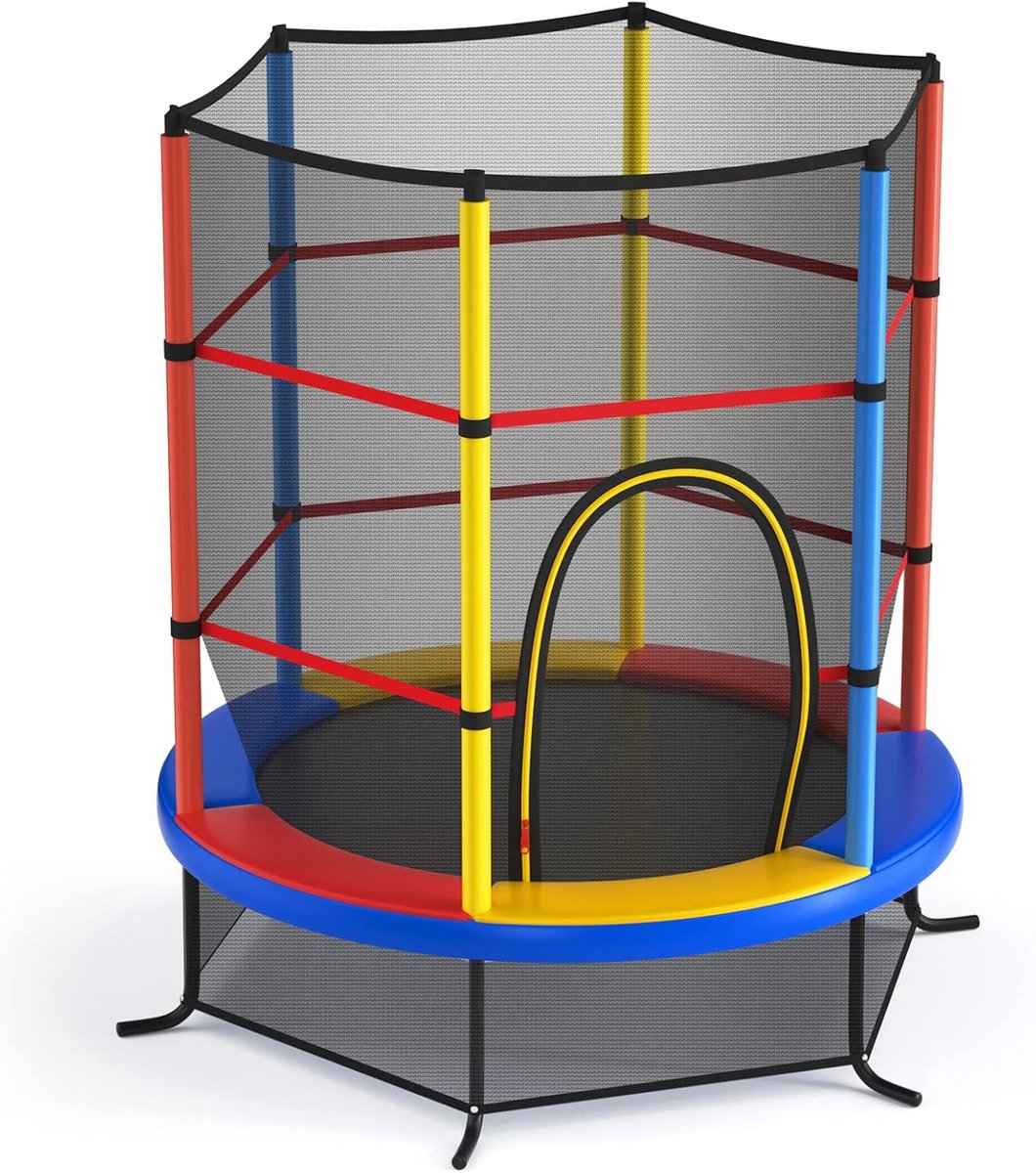 Trampoline voor Kinderen Binnen met Veiligheidsnet en Overkapping - Stevige Springmat en Stalen Frame