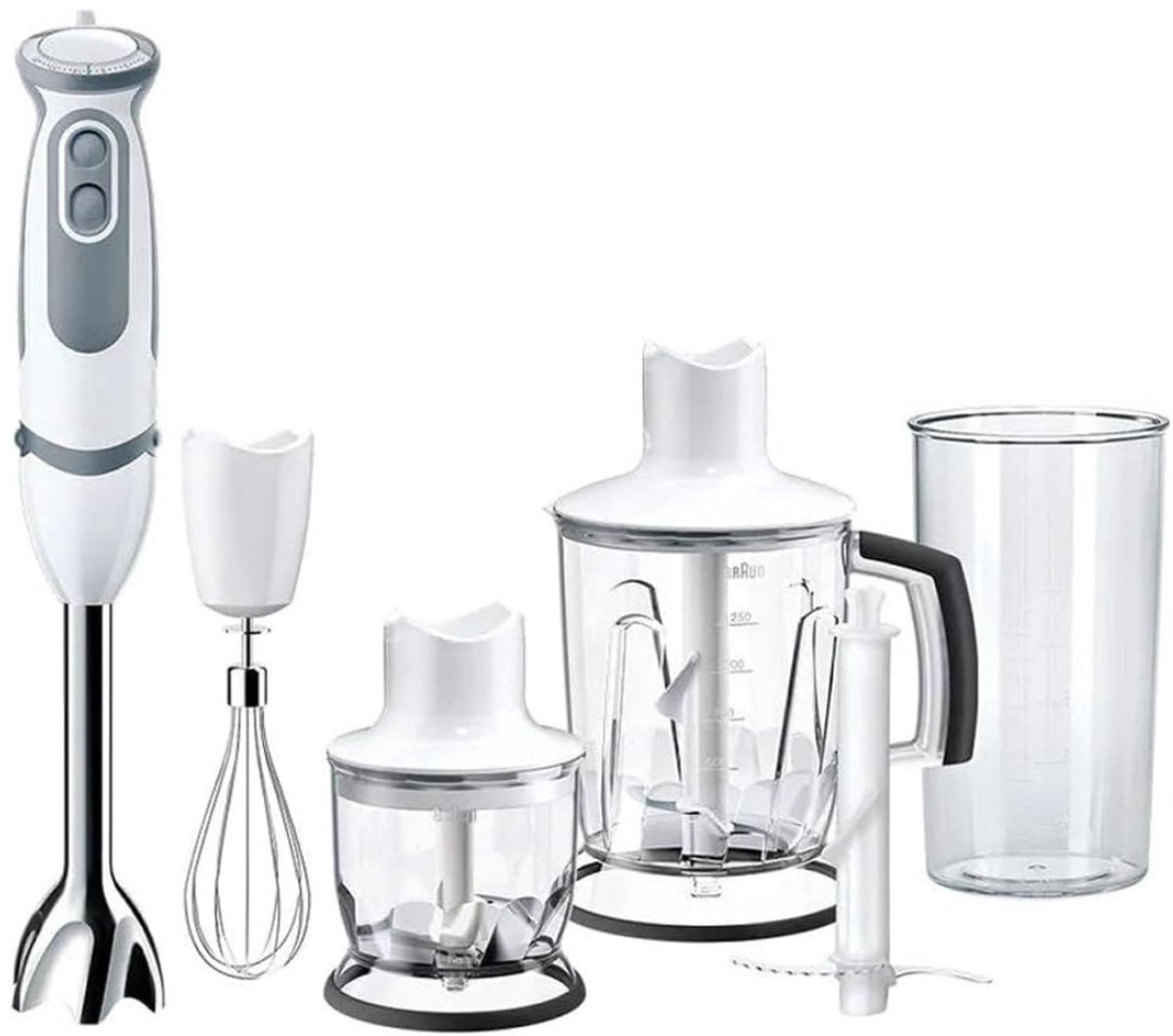 Staafmixer blender 4 in 1 - 1000 W - 21 snelheden - turbo-functie - spatbescherming - 4 accessoires - mini-hakmolen 350 ml - maatbeker 600 ml)
