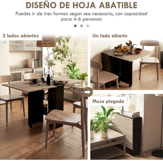 CYRO - Opklapbare Tafel - Opklaptafel - Opvouwbare Tafel - Vouwtafel - 75X140X74 Cm - 4-6 Personen - Natuurlijk hout - Zwart van cyro — afbeelding 2