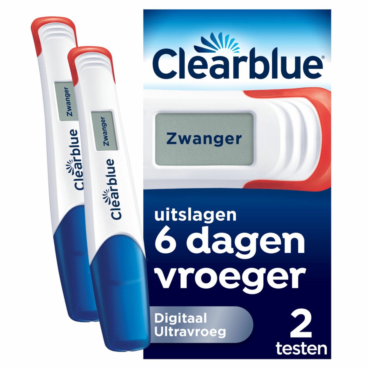 Clearblue Zwangerschapstest Ultravroeg Digitaal - 2 x 2 stuks - Voordeelverpakking