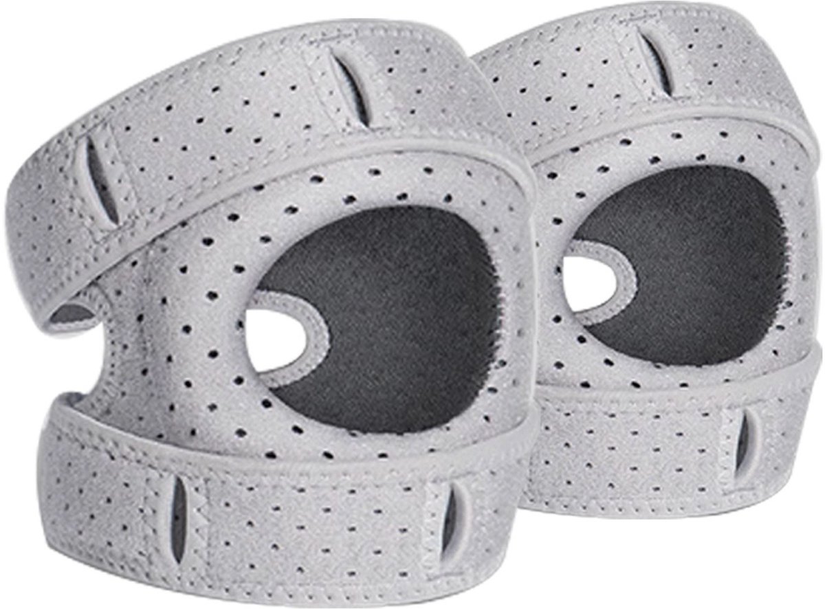 Unisex verstelbare kniebraces - Ademende en lichtgewicht sportkniebraces geschikt voor fitness, hardlopen en andere oefeningen (grijs, 2 stuks) - S/M