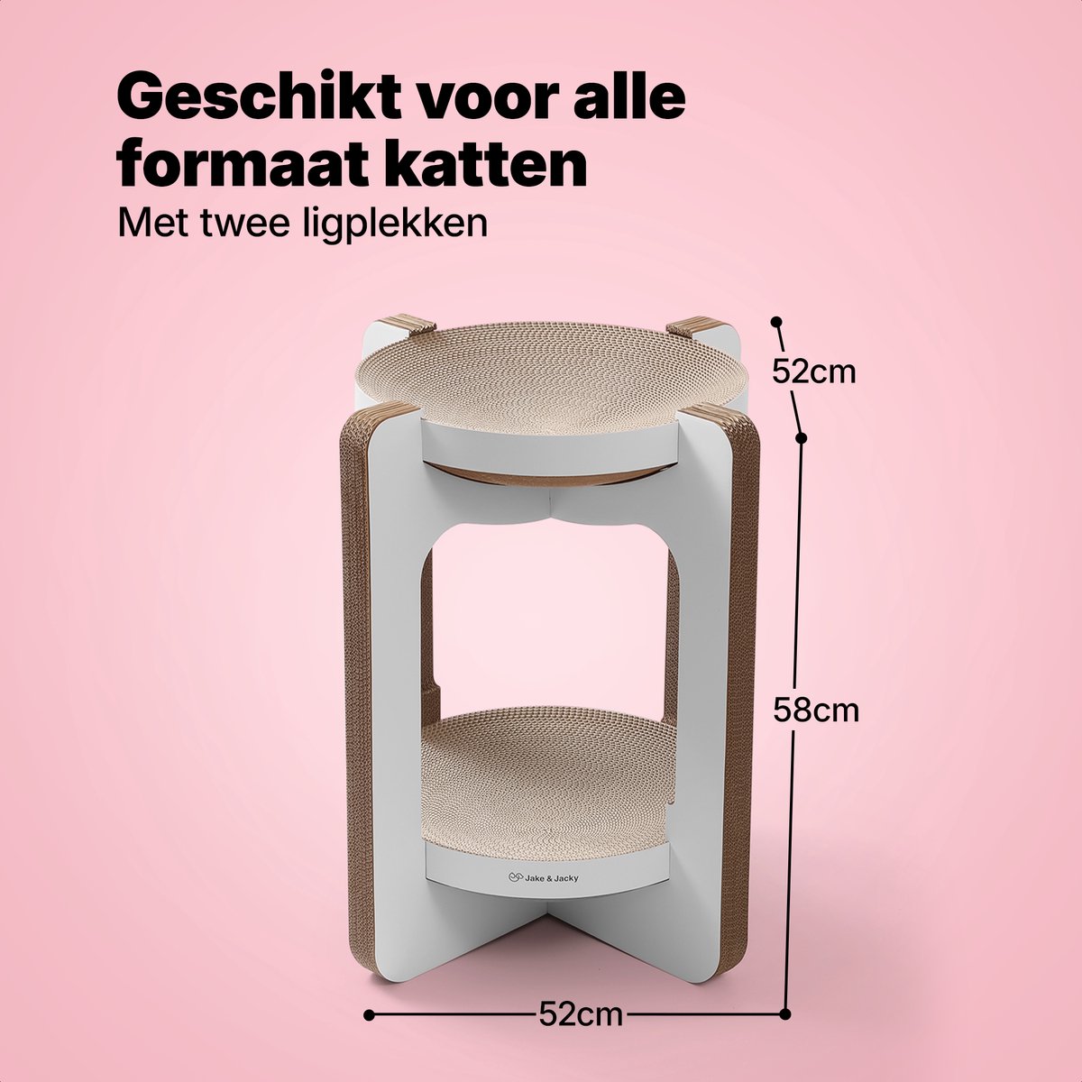 Jake and Jacky Krabkarton voor Katten - Krabpaal Karton - Krabplank - Krabmand - Krabmeubel - Kartonnen Krabmat - Kattenmand - Kattenbed - Kattentoren - 52x52x58cm – foto 5