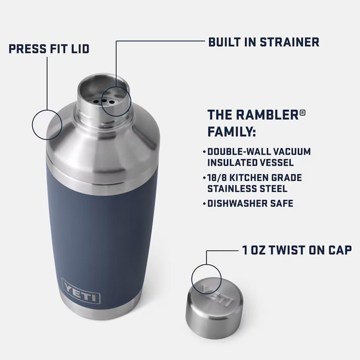 Roterende Cocktail Shaker RVS met Dubbelwandige Isolatie 590 ml