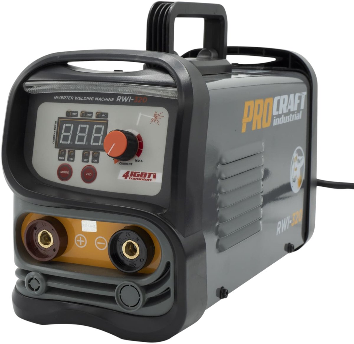 Procraft Industrial RWI-320 inverterlasapparaat 5,3 kW 20 - 160 A MMA + lasbeschermingsschild + staalborstel + overige accessoires